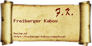 Freiberger Kabos névjegykártya